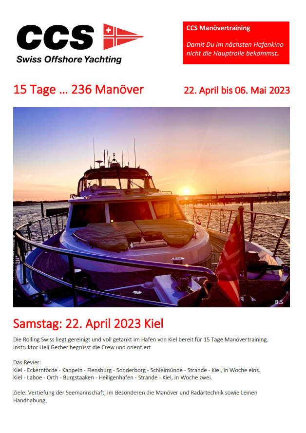 CCS - Offshore Motor Yachting Manöver - Trainingswoche 22.04 - 6.5.23
